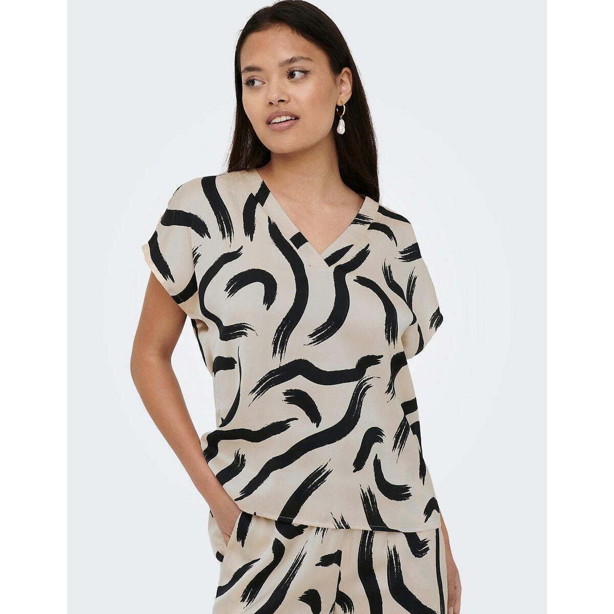 Blouse imprimée, manches courtes