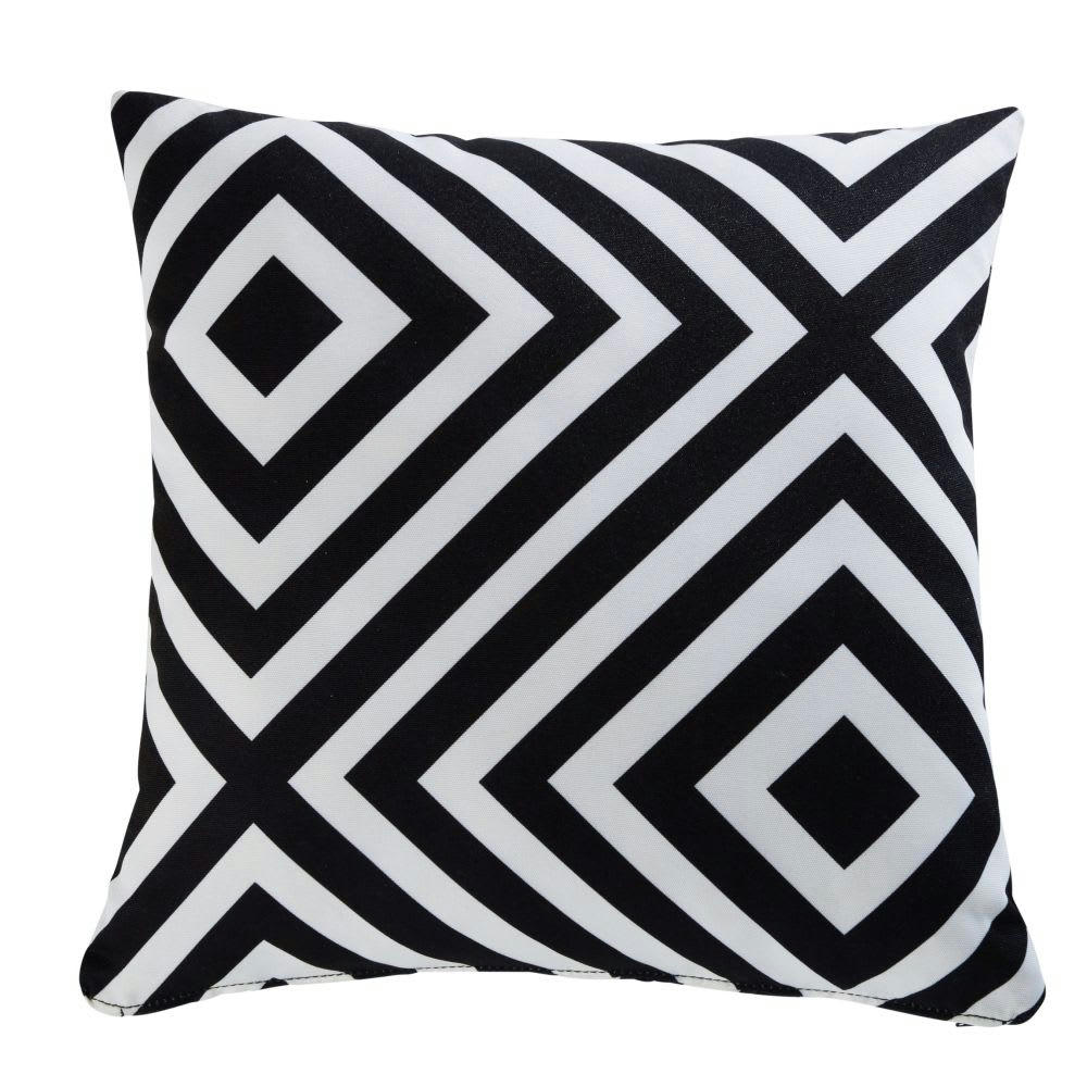 NAHIRA - Coussin motifs graphiques noirs et écrus 45x45