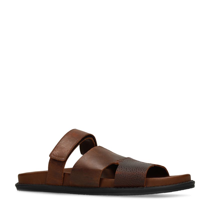 Manfield Cognac leren slippers
