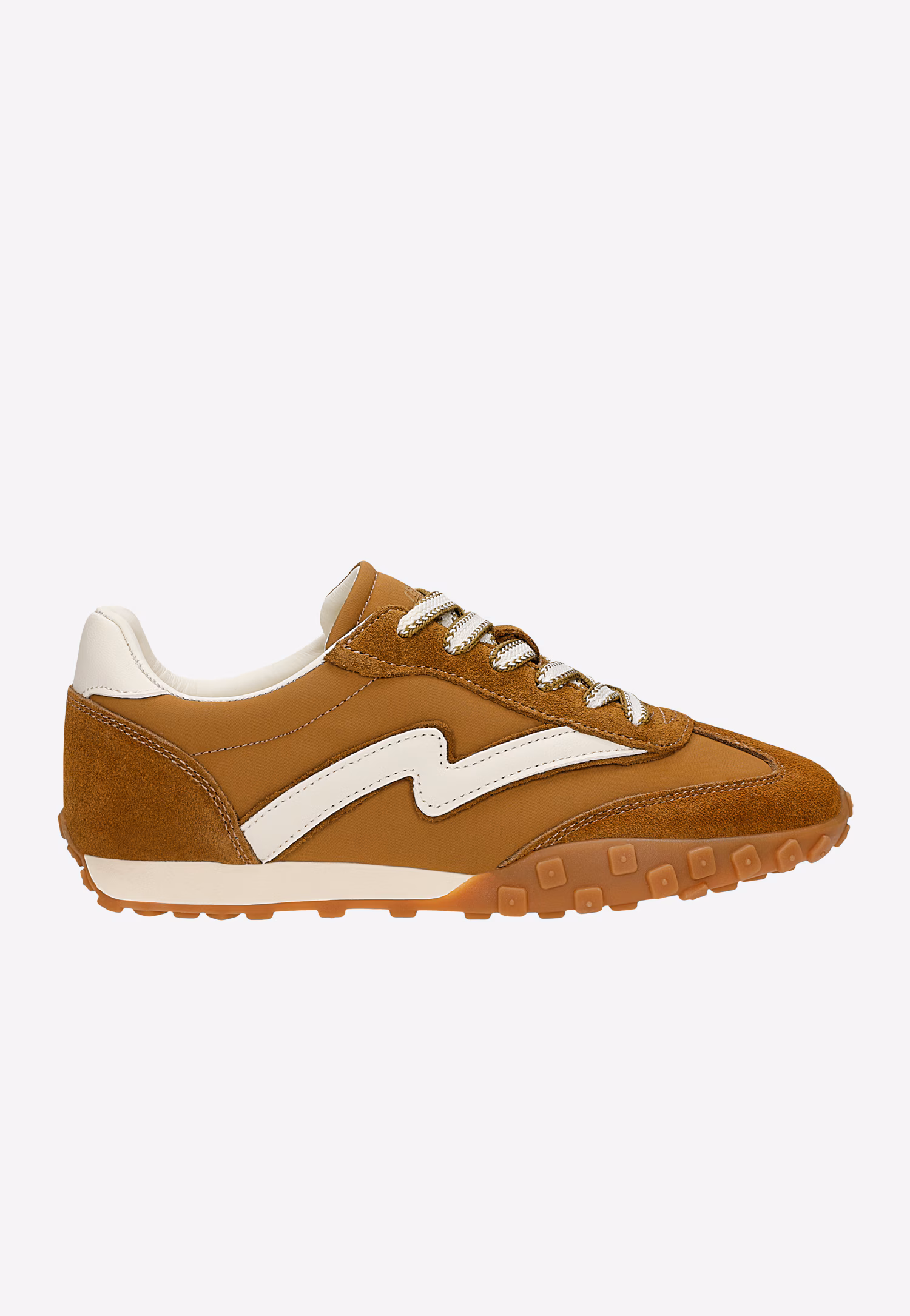 Brązowe sneakersy RELAKS z łączonych materiałów