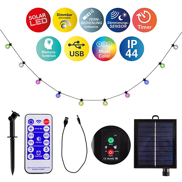 Guirlande lumineuse solaire 10 pièces WW 'CADENA