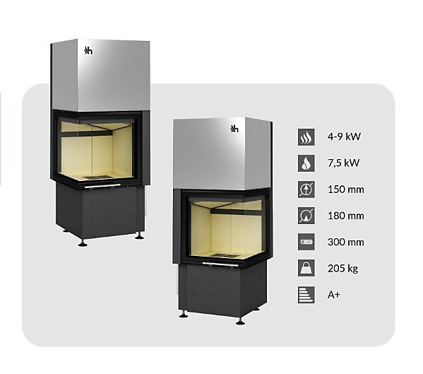 Insert à bois d'angle Smart 2P/LTh 57 cm - Gauche