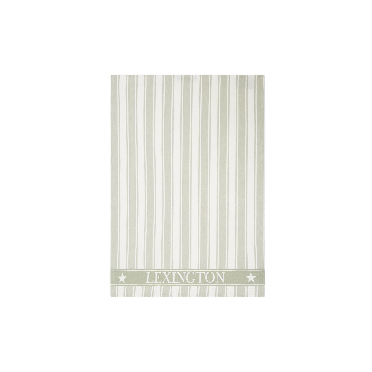 Icons Cotton Twill Waffle Striped Kitchen Towel, sage green/white