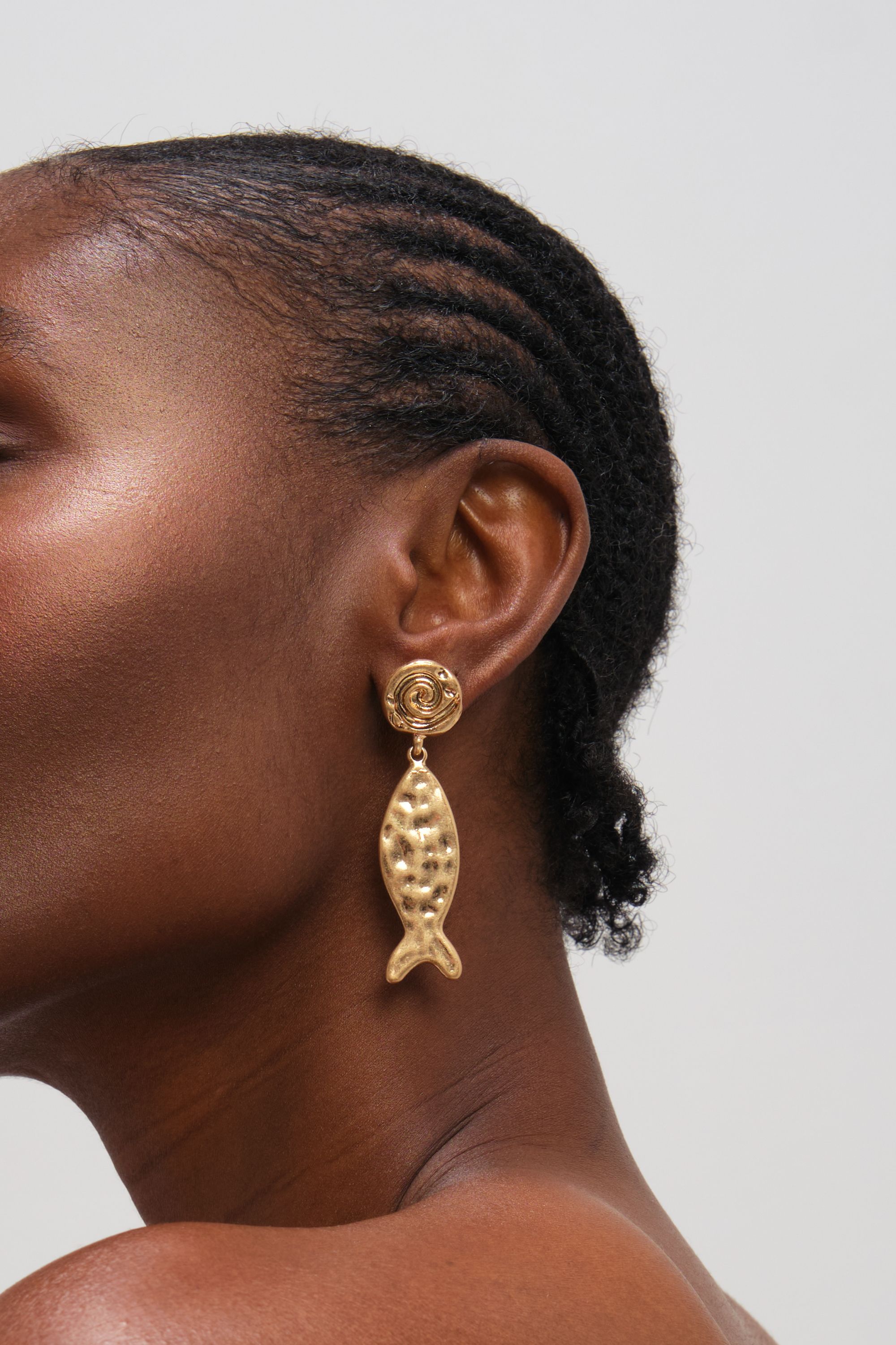 Mood Gold Molten Fish Statement Earrings