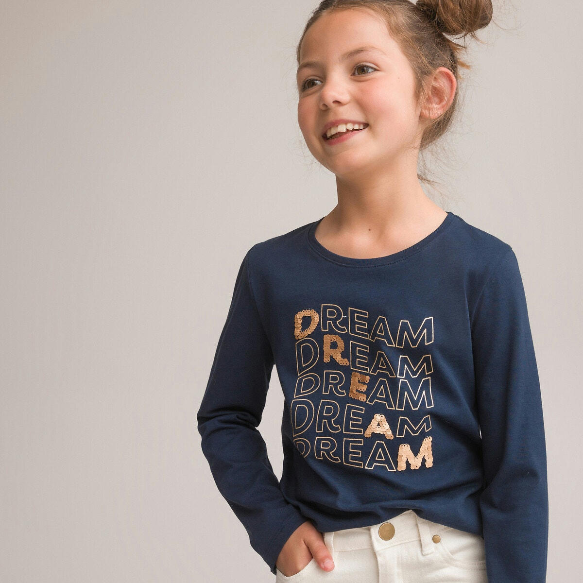 T-shirt à message pailleté, détails sequins