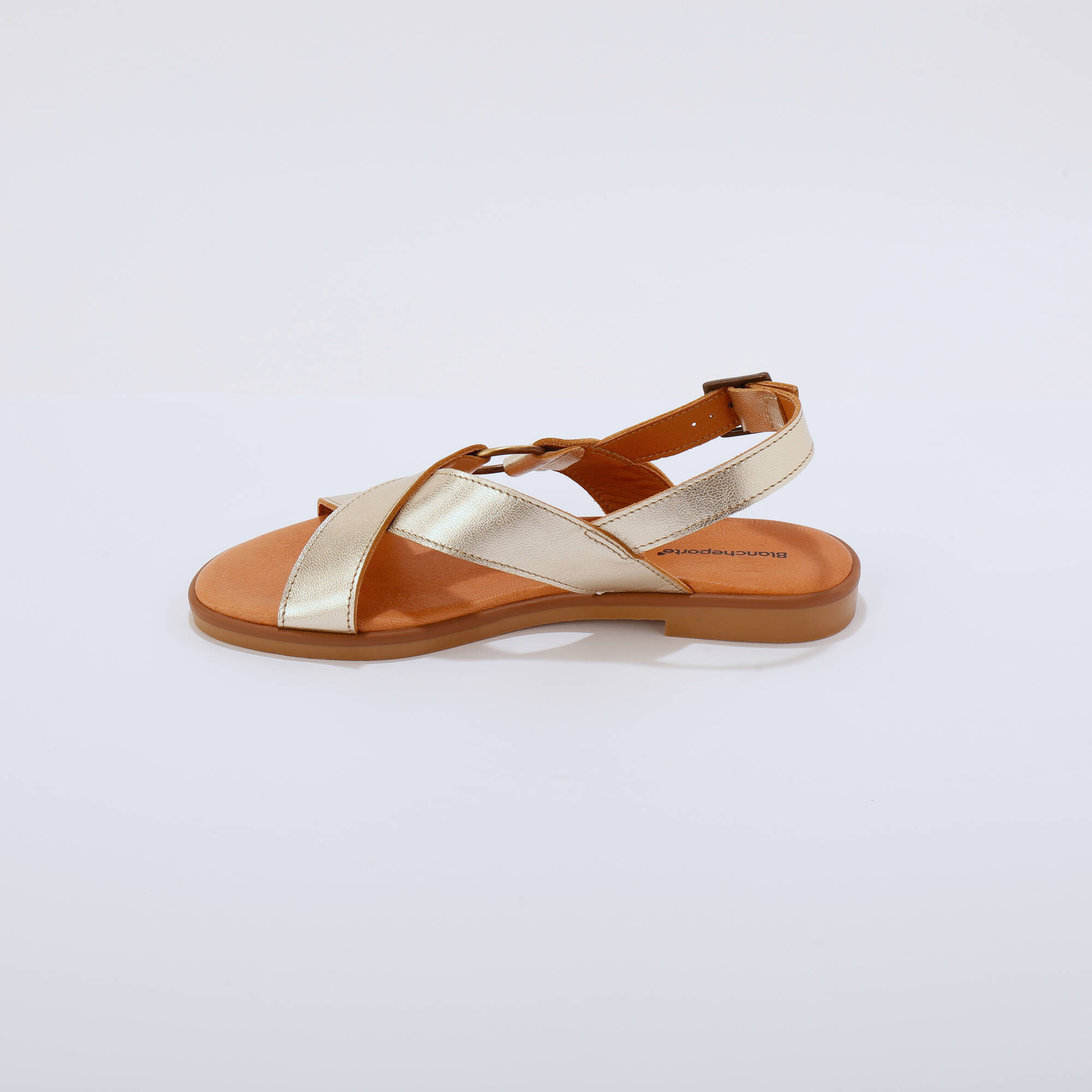 Sandales brides croisées en cuir