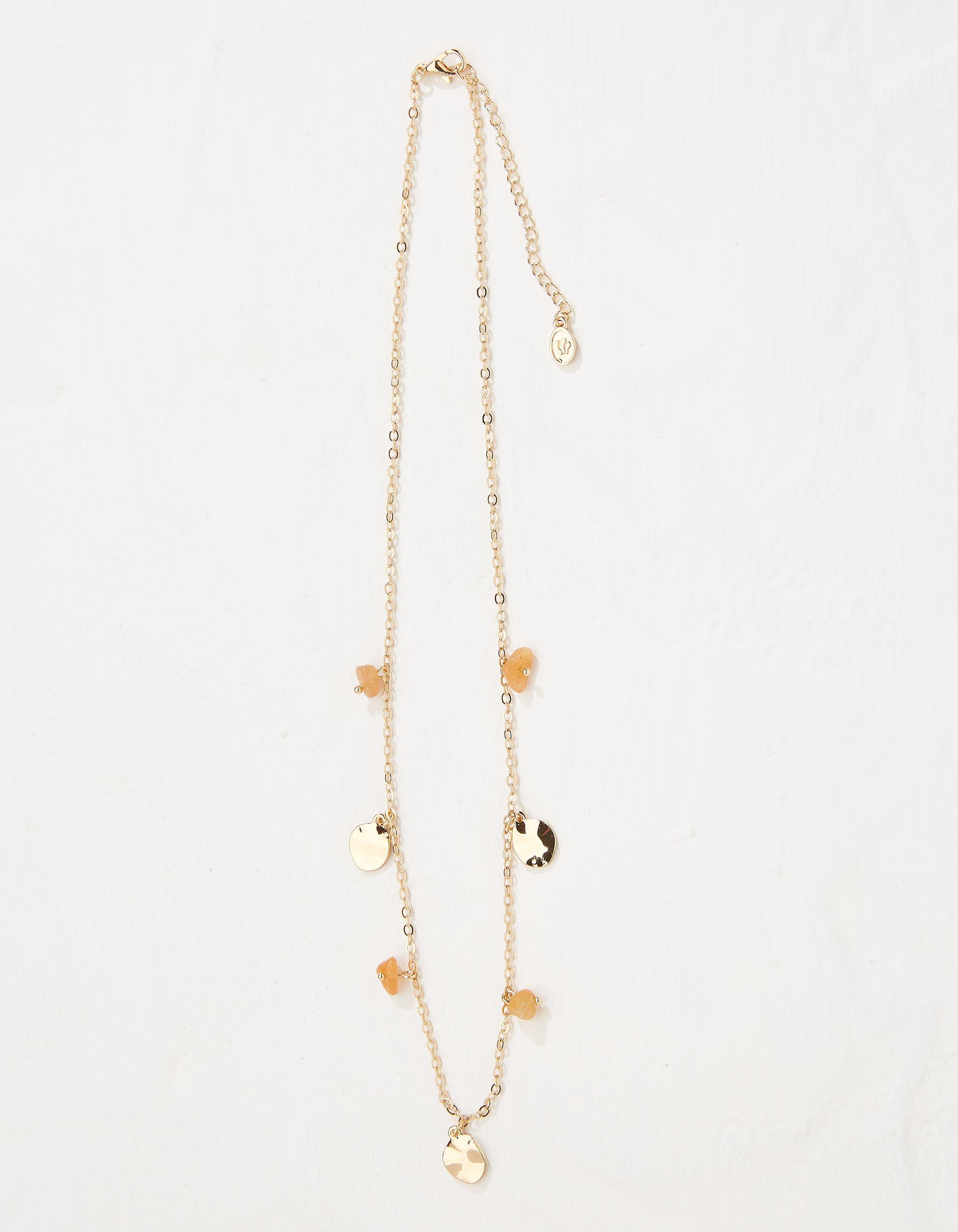 Stone And Disc Necklace