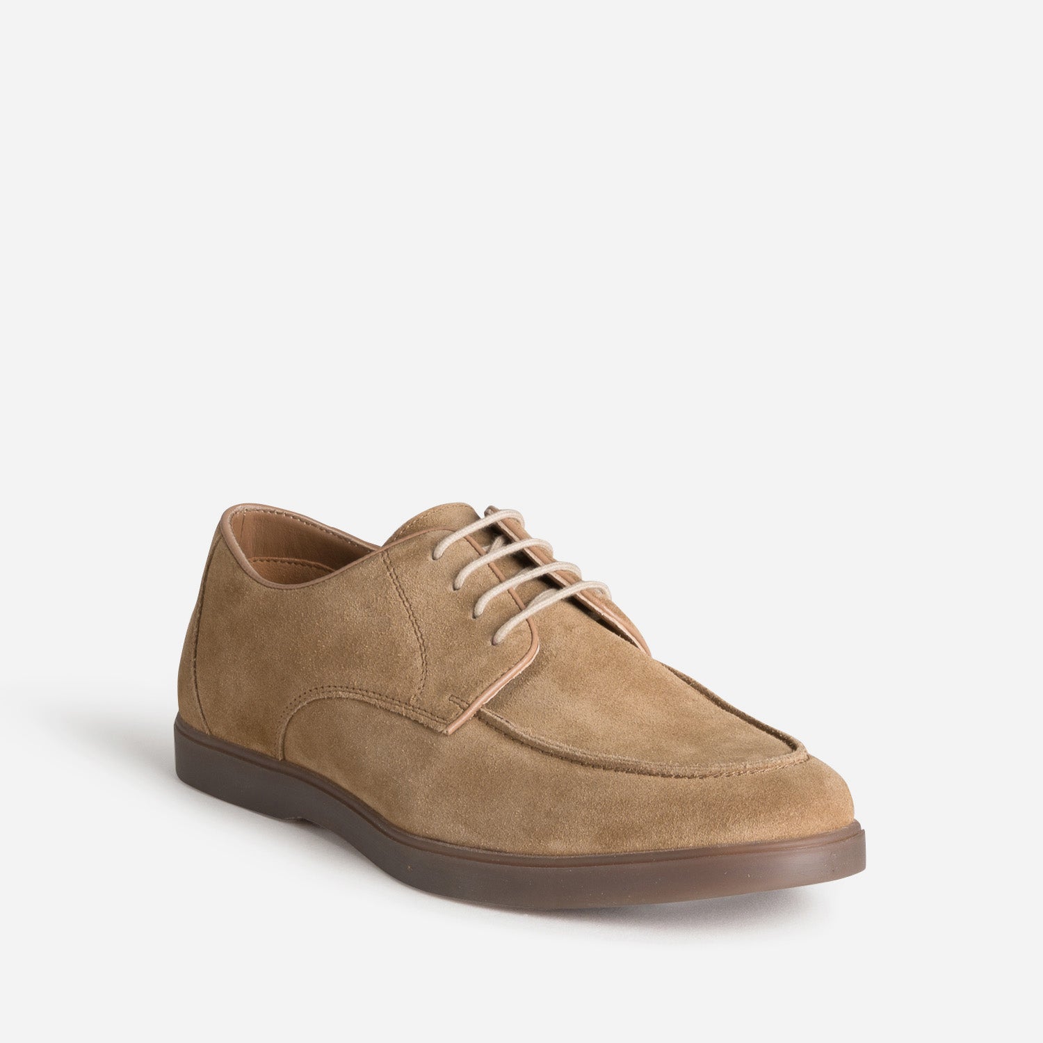 Derby à plateau taupe cuir velours