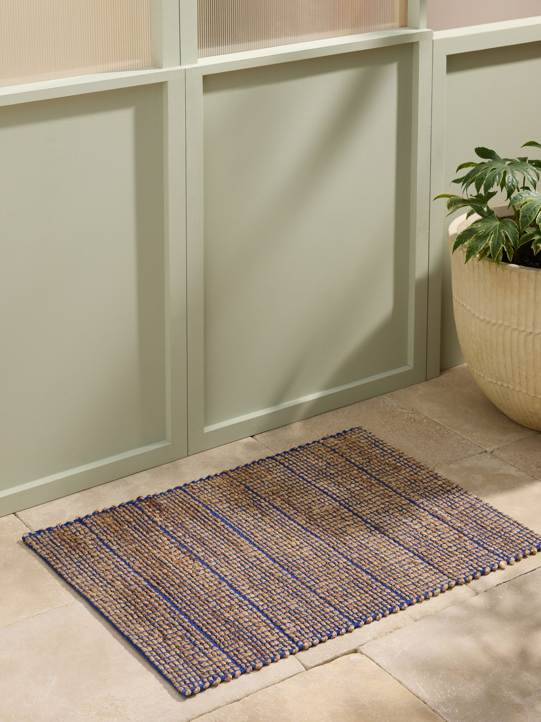 Hurley Woven Jute Doormat in Blue