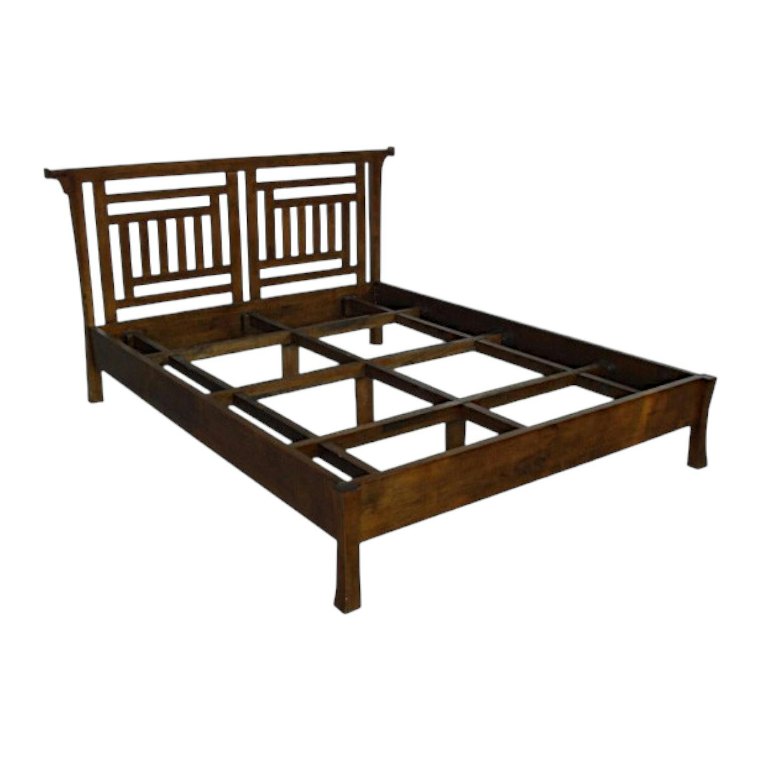 Lit 2 places Pagode Hévéa pour couchage 140x190 pieds évasés sans pied de lit 170x203x106cm MAORI
