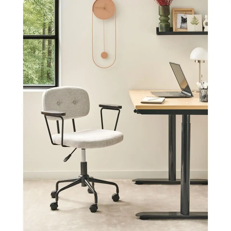 ALGERITA - Bureaustoel - Lichtgrijs - Polyester