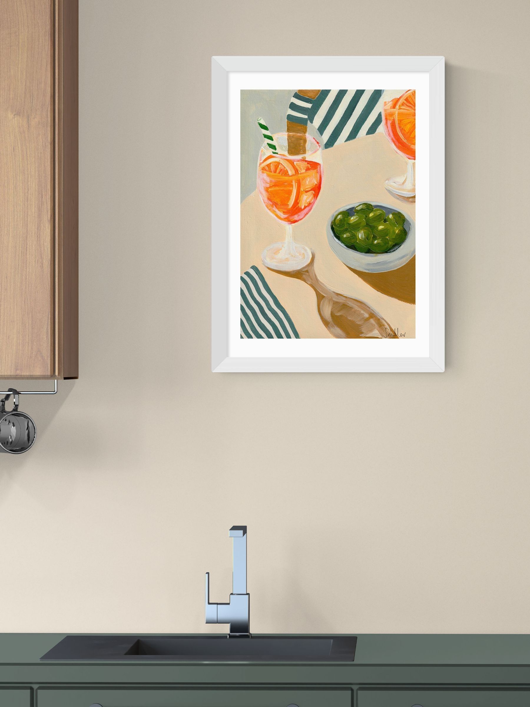 East End Prints White Aperitif Wall Art Print by Susie Miller