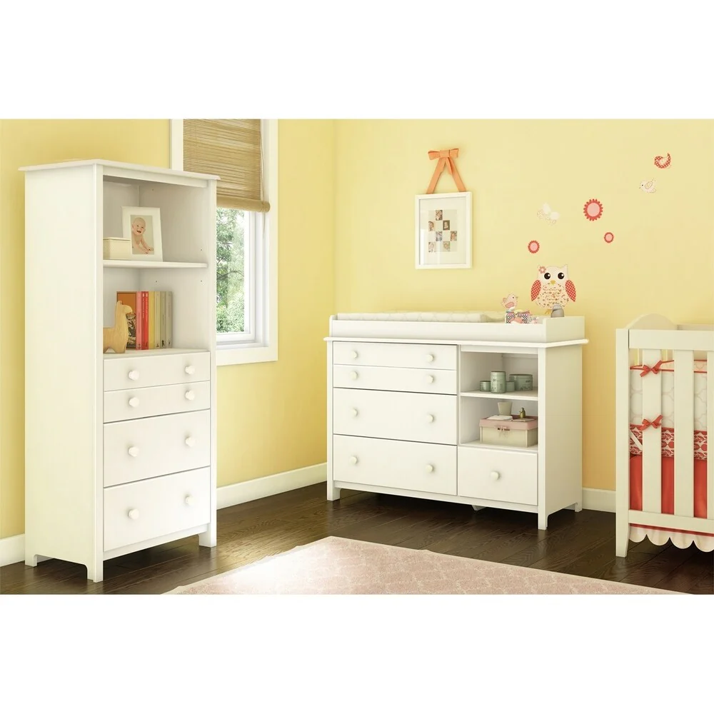 South Shore Changing Table with Shelving Unit with Drawers