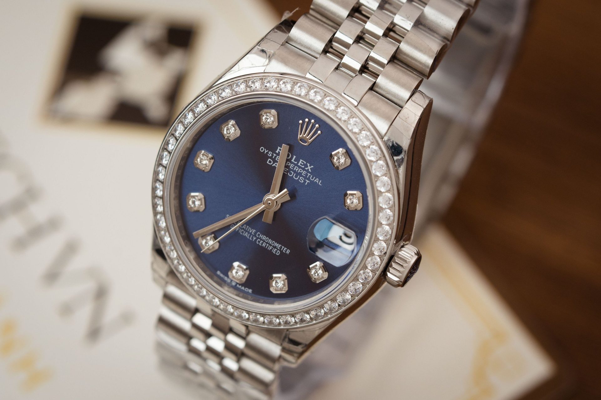 Rolex Datejust 316L Steel Blue Dial CZ Diamonds 31mm Jub EWF Replica