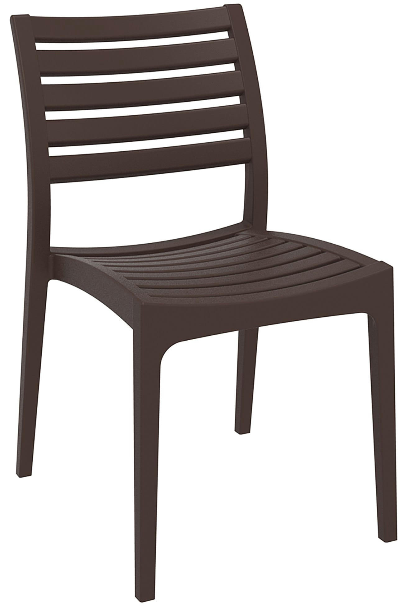 ARES - Lot de 2 chaises de jardin empilables en plastique Marron