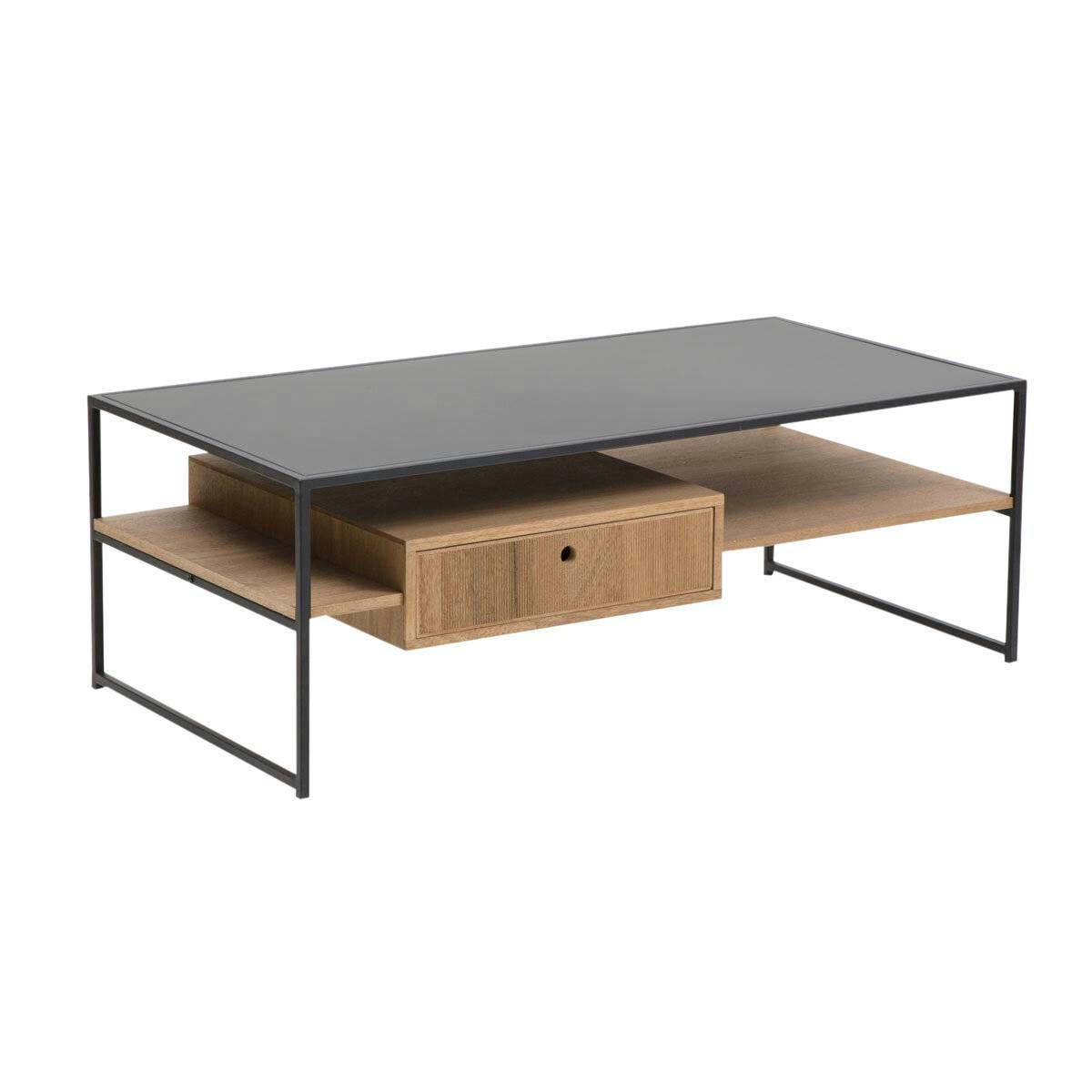 ORTENSE - Table basse en métal noir 120 cm