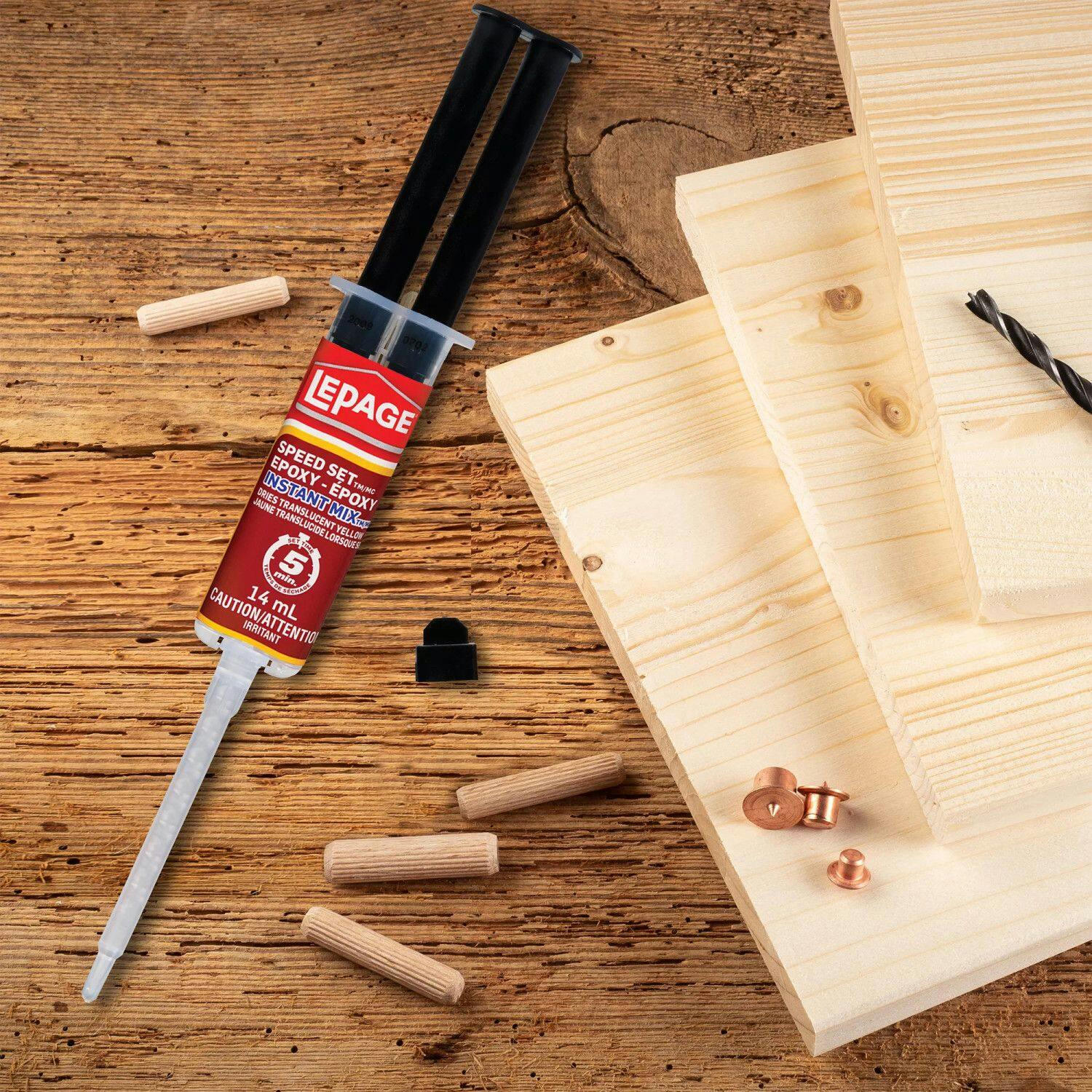 LePage 5-Minute Speed Set Multi-Purpose Epoxy Glue Adhesive/Filler, Water-Resistant, 14-mL