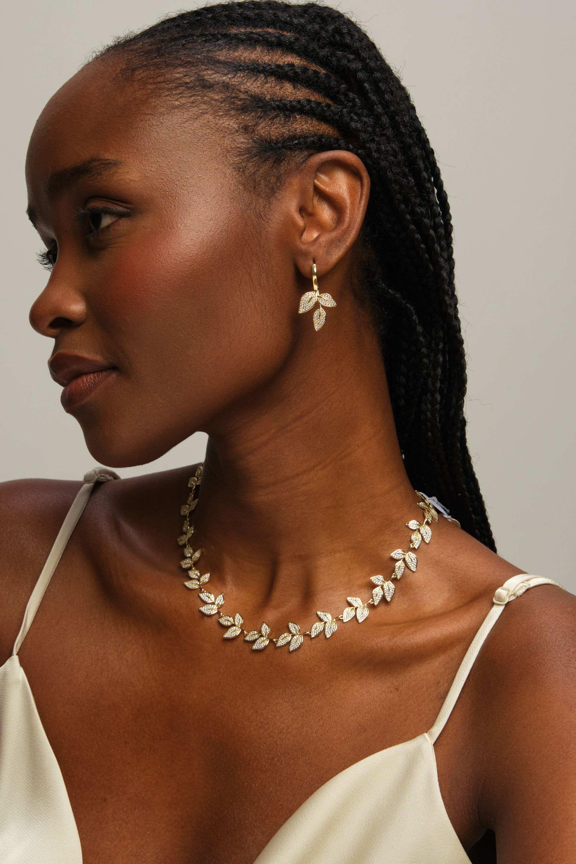 Jon Richard Gold Plated and Cubic Zirconia Leaf Necklace