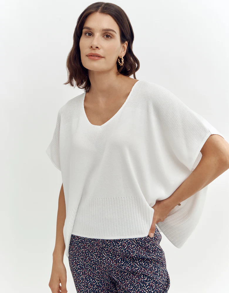 Pull maille kimono en côtes placées AIMIE-H/87273/003