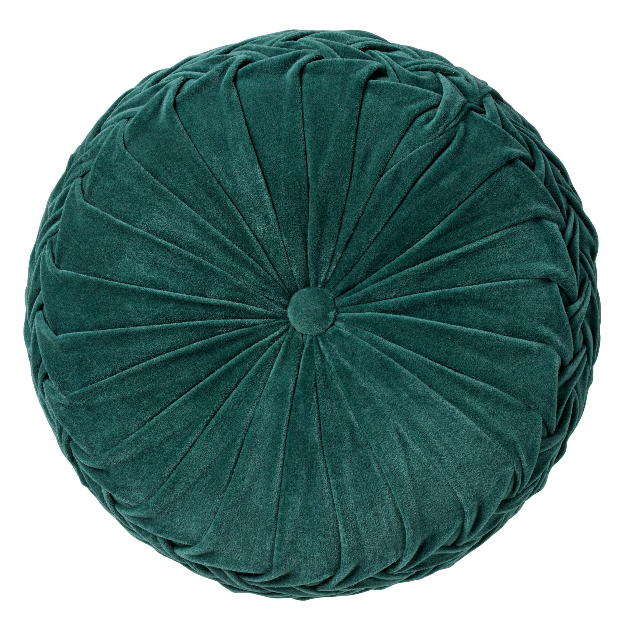 KAJA - Coussin rond vert en velours 40 cm uni