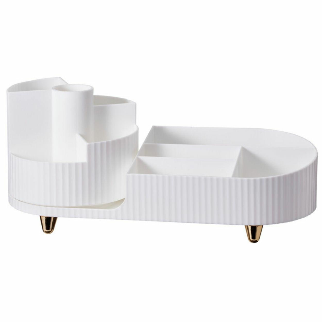Obrotowy organizer na kosmetyki z 9 przegródkami Beauty Luxe biały