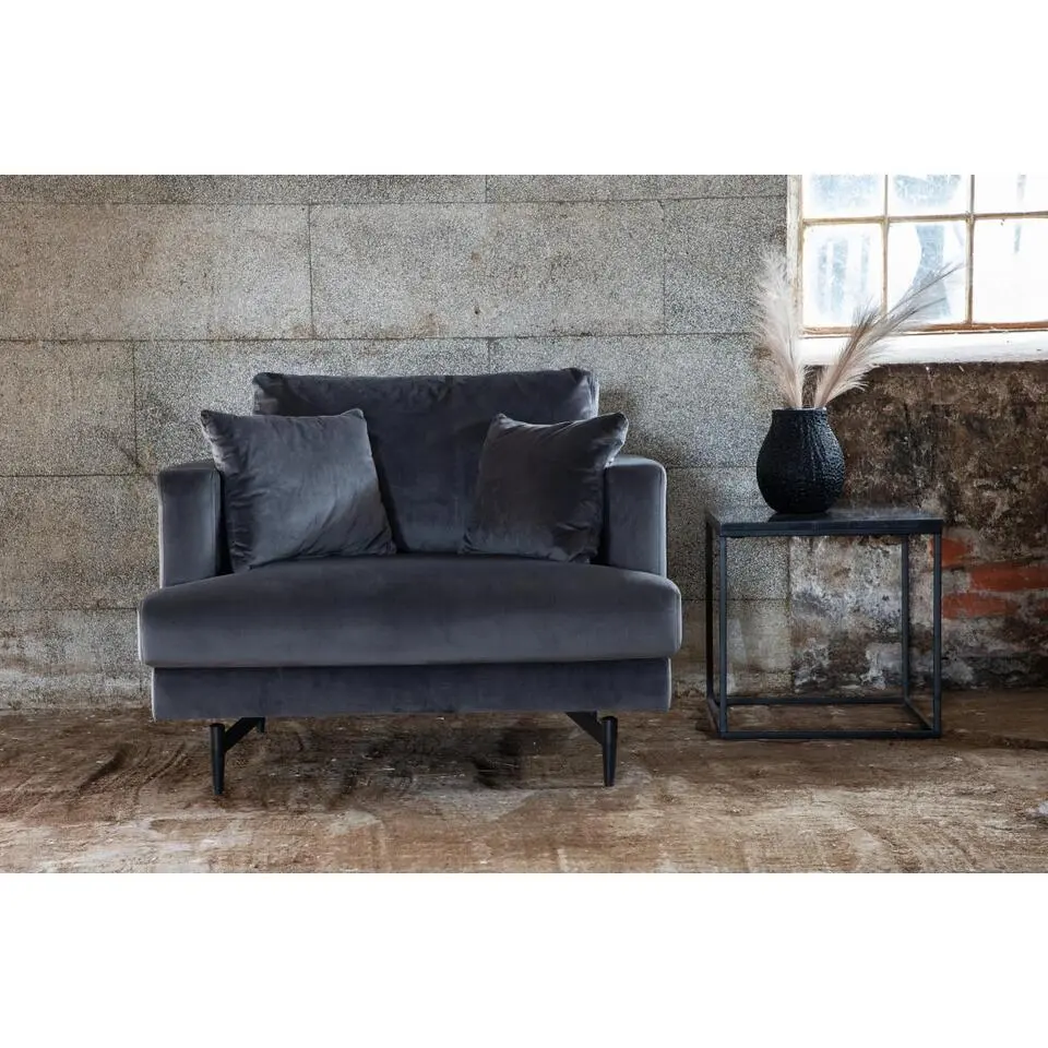 Svea - Ruma fauteuil - velvet - donkergrijs