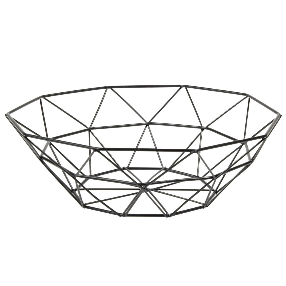Panière à fruit en métal noir ronde Ø25,5xH8cm