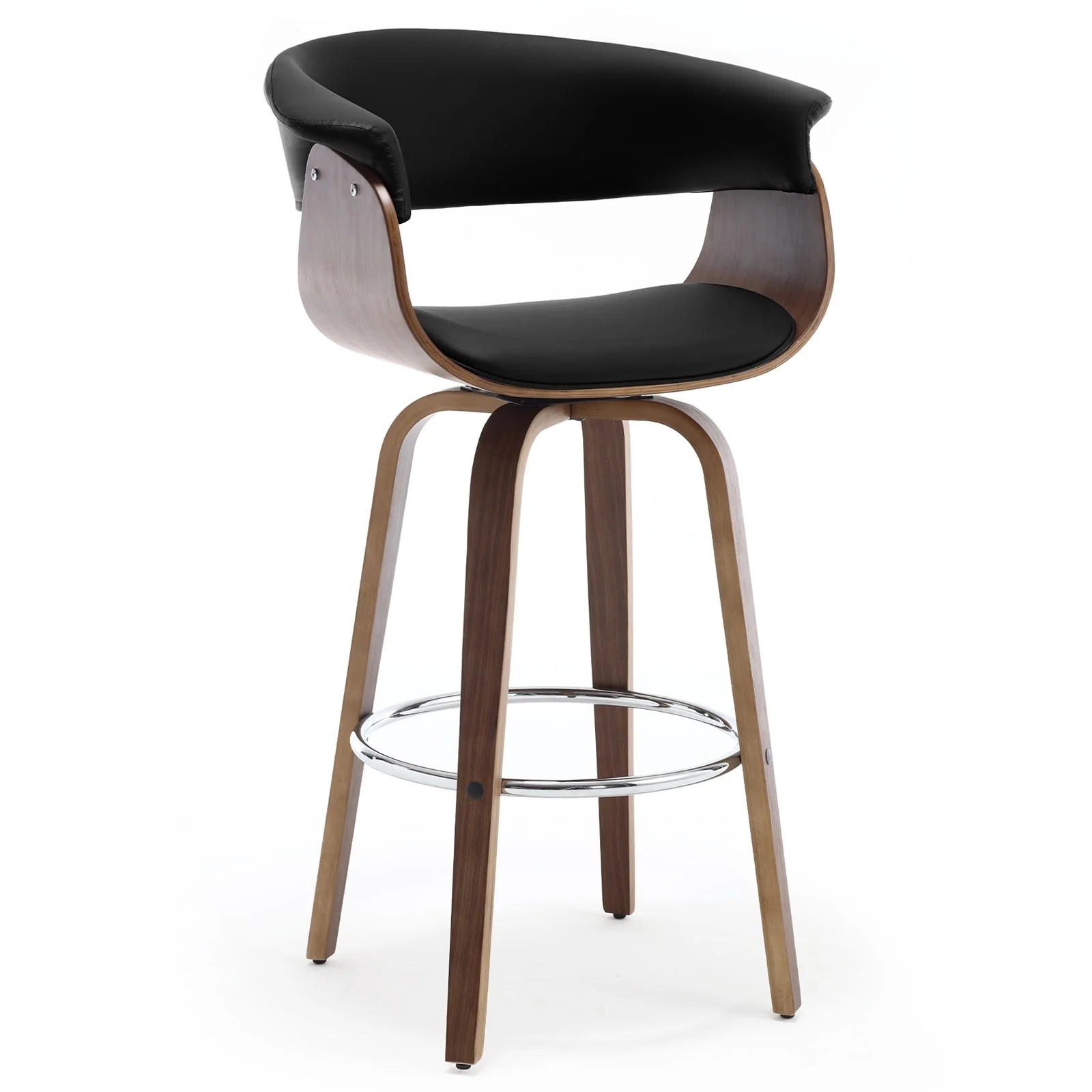 26/29 Faux Leather Swivel Bar Stools, Wood Counter Stool