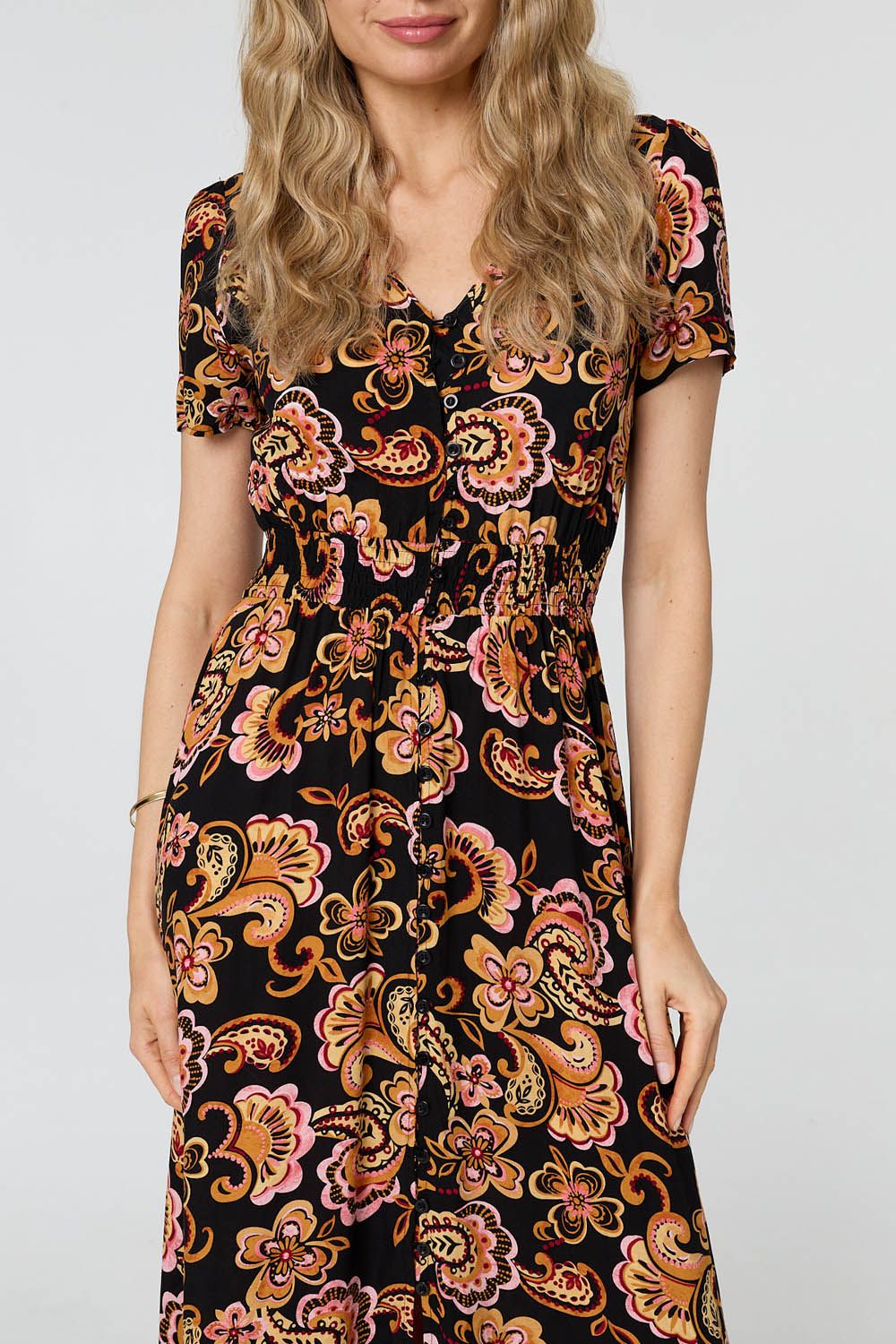 Izabel London Paisley Short Sleeve Maxi Dress