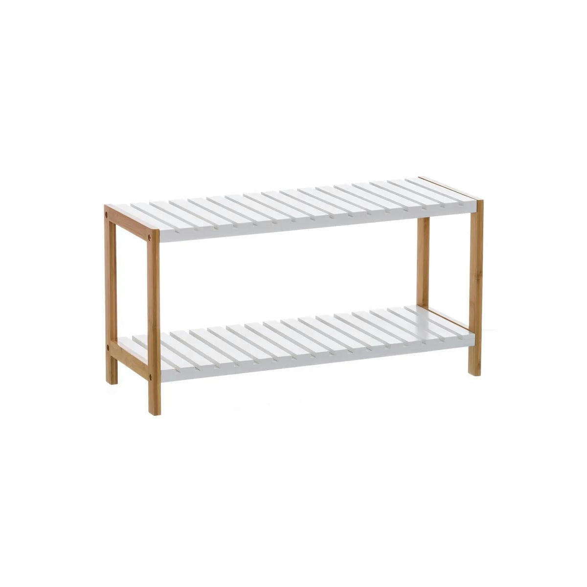 - Étagère à chaussures bambou blanc 2 étages 70x26x36cm