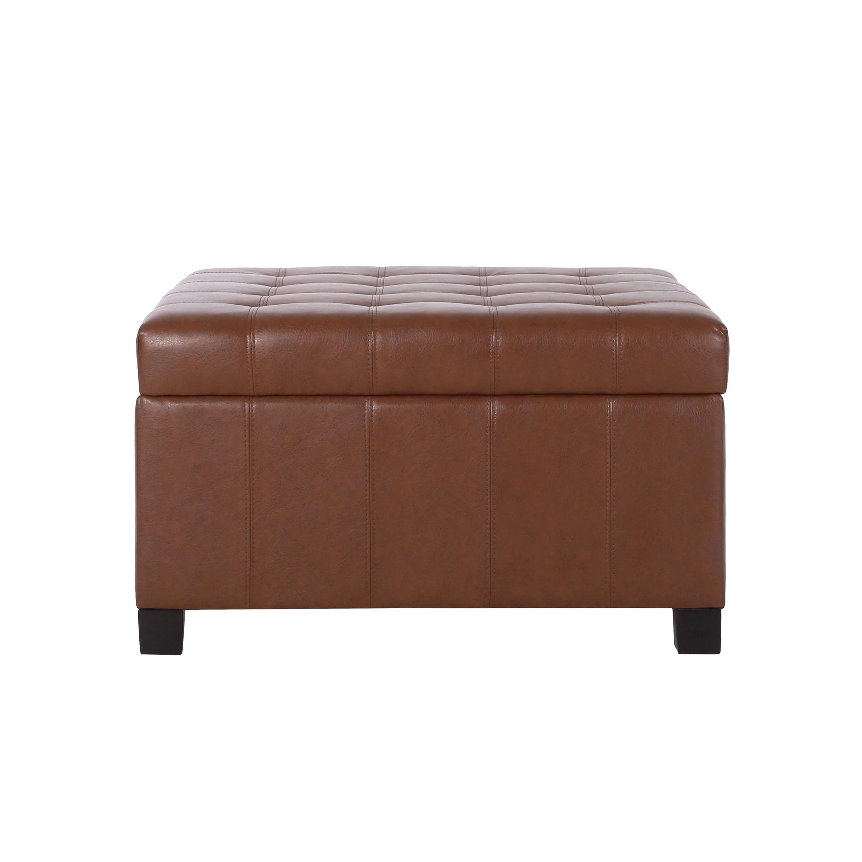 Roomfitters Ottoman Storage Bench, PU Leather Upholstered Footstool with Lift-Top Design, Brown