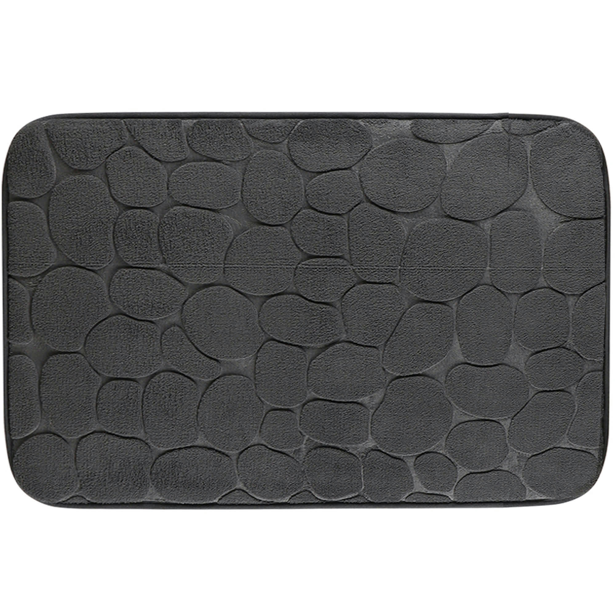 - Tapis de bain mémoire de forme motifs galets gris foncé 50x80cm