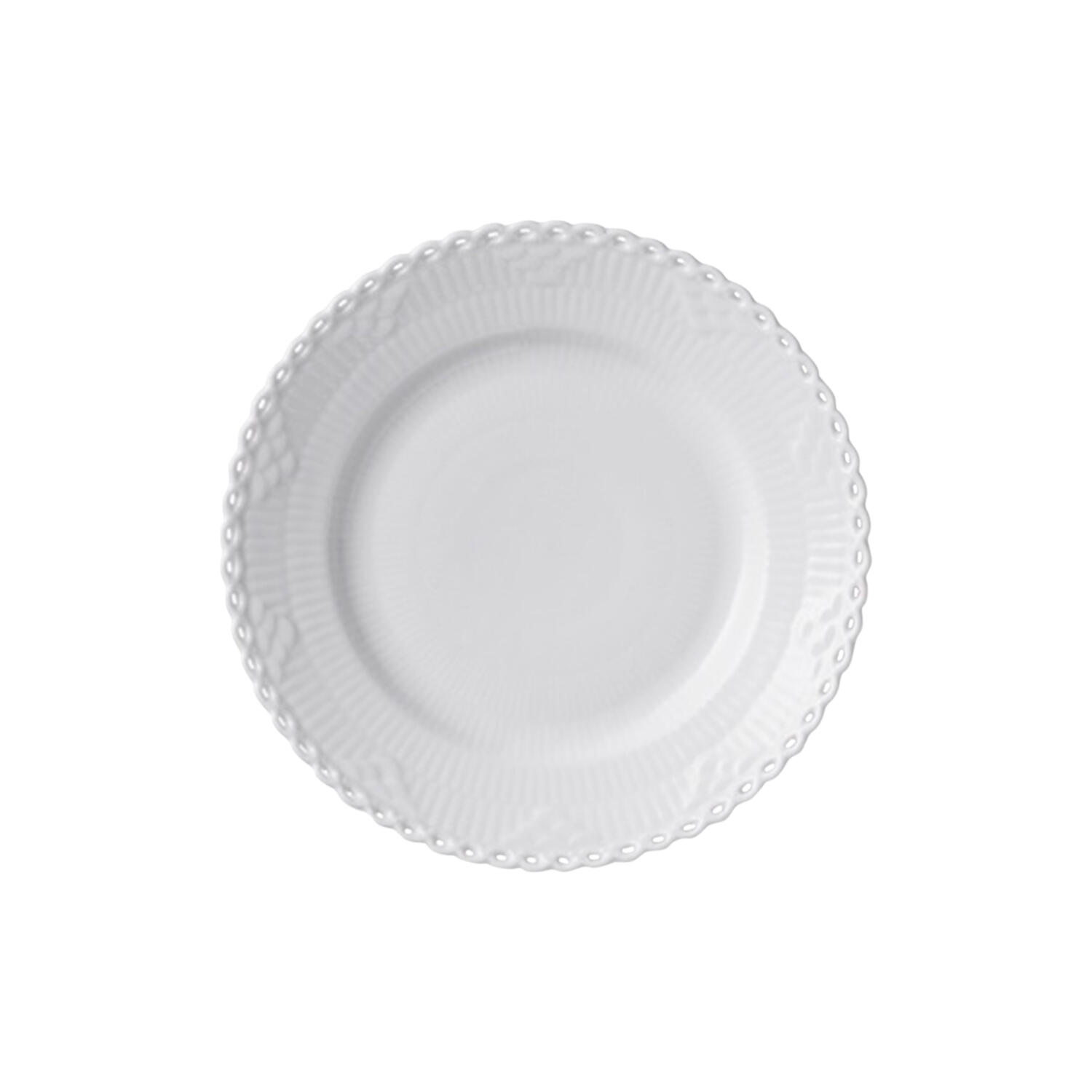 Hvid Riflet Helblonde Tallerken ø 17 cm