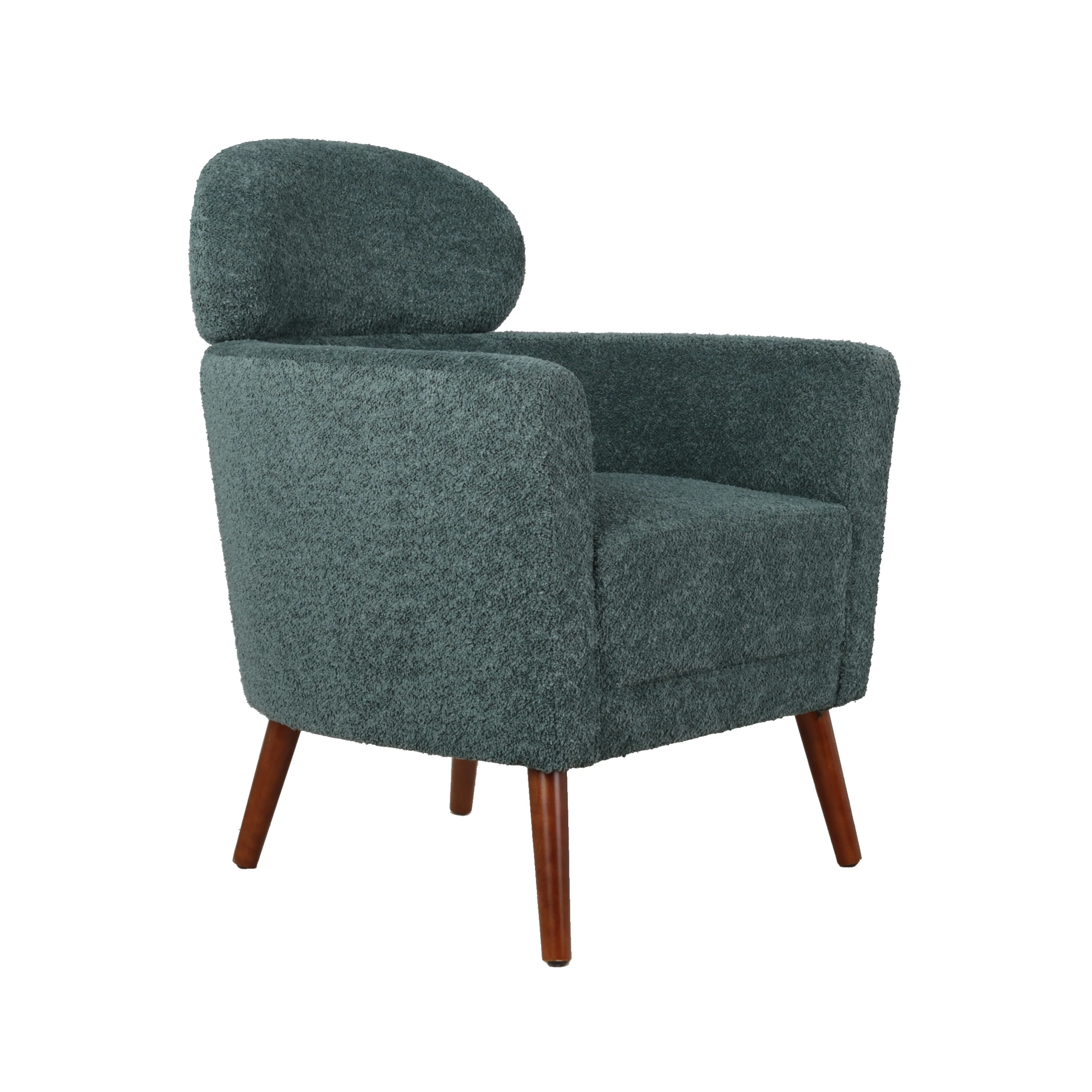 Porthos Home Rhys Sherpa Fabric Accent Barrel Chair with Rubberwood Legs