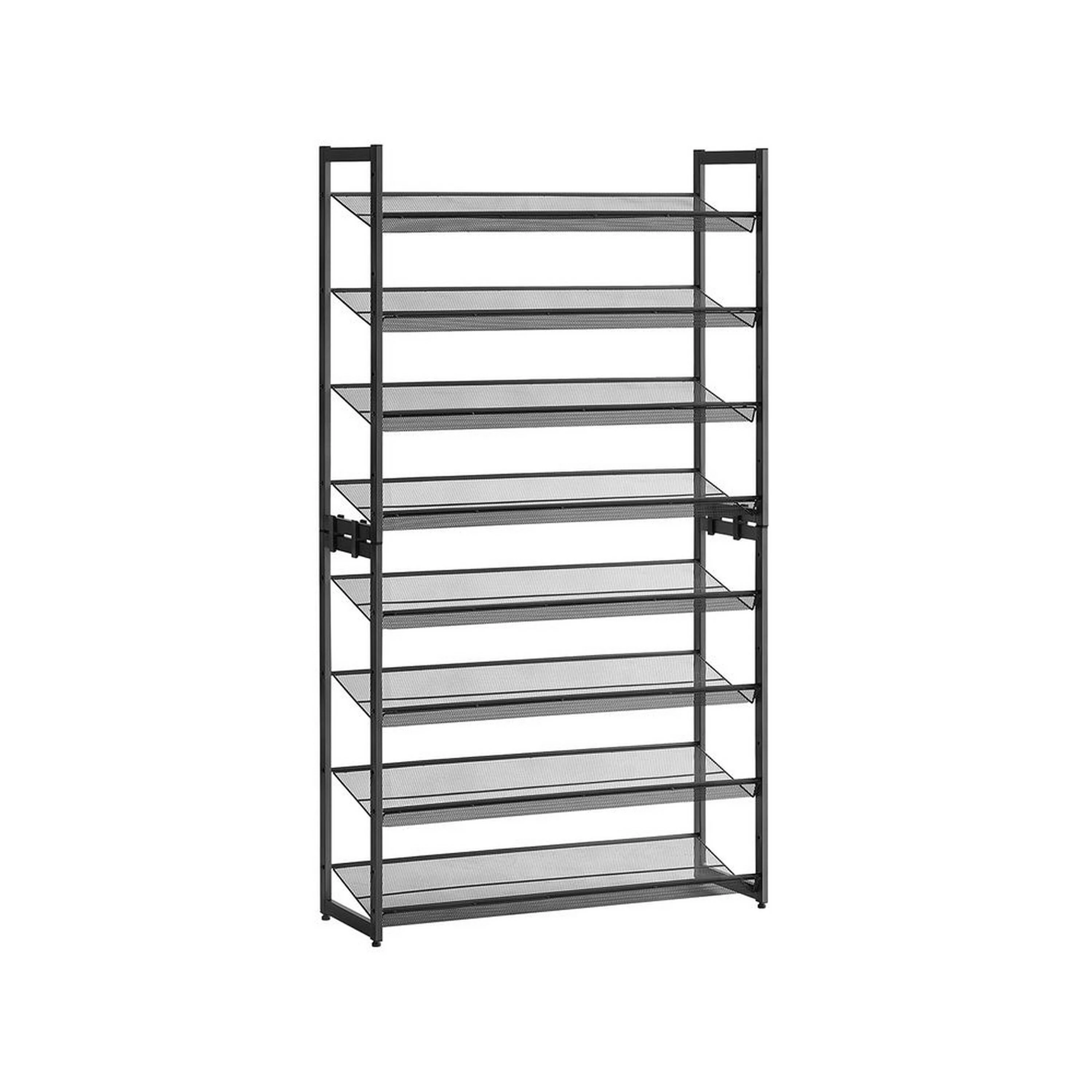 Gaco 64 Inch Shoe Rack, 8 Shelves, Open Metal Frame, Modern Black Finish