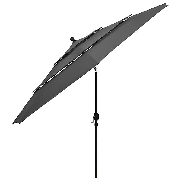 Parasol de jardin à 3 niveaux avec mât en aluminium anthracite vidaXL