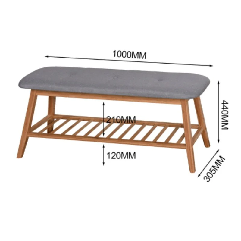 Living Room Bamboo Bench Entryway Shoe Rack