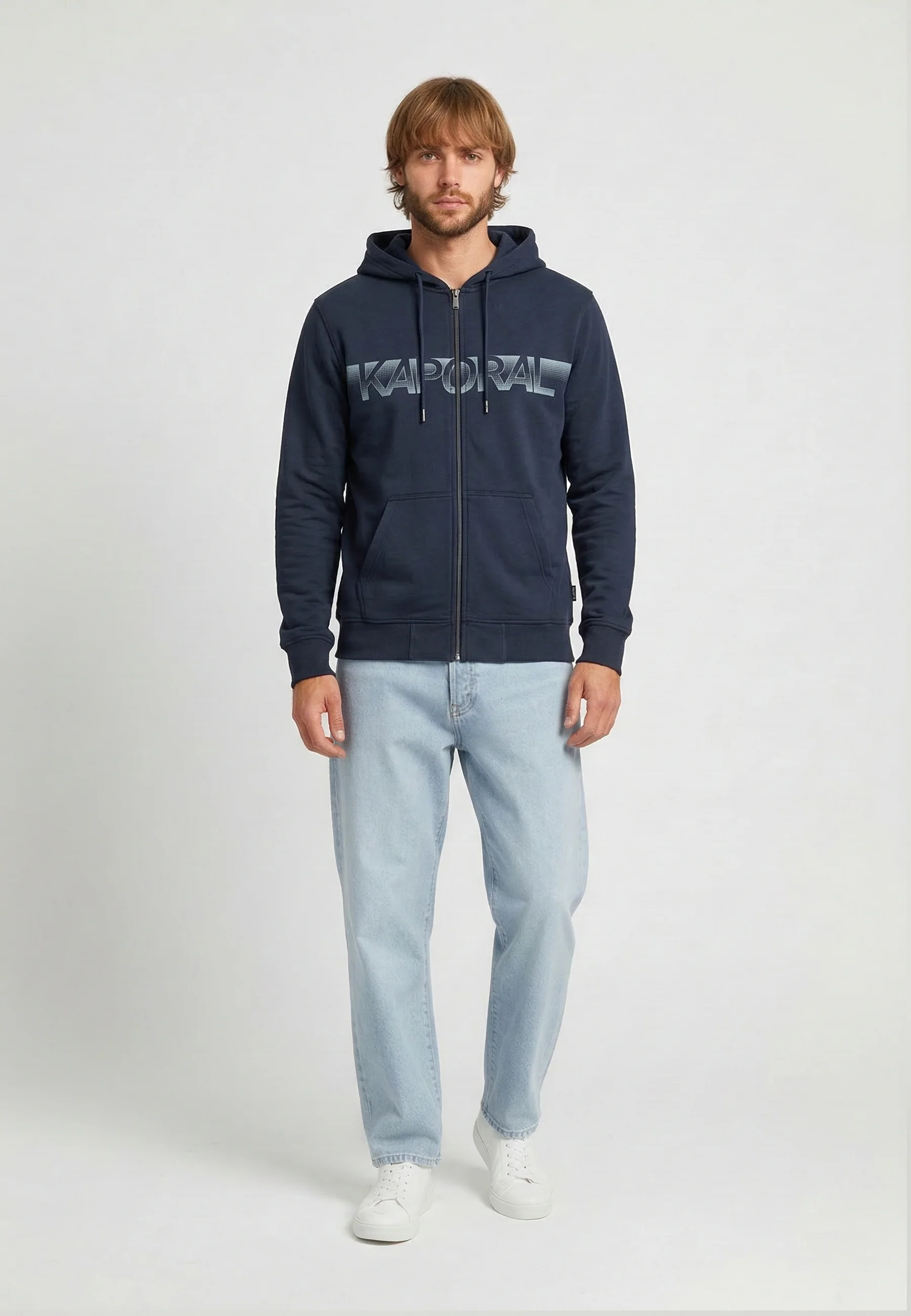 Sweat à capuche regular bleu marine coton polyester BARTO