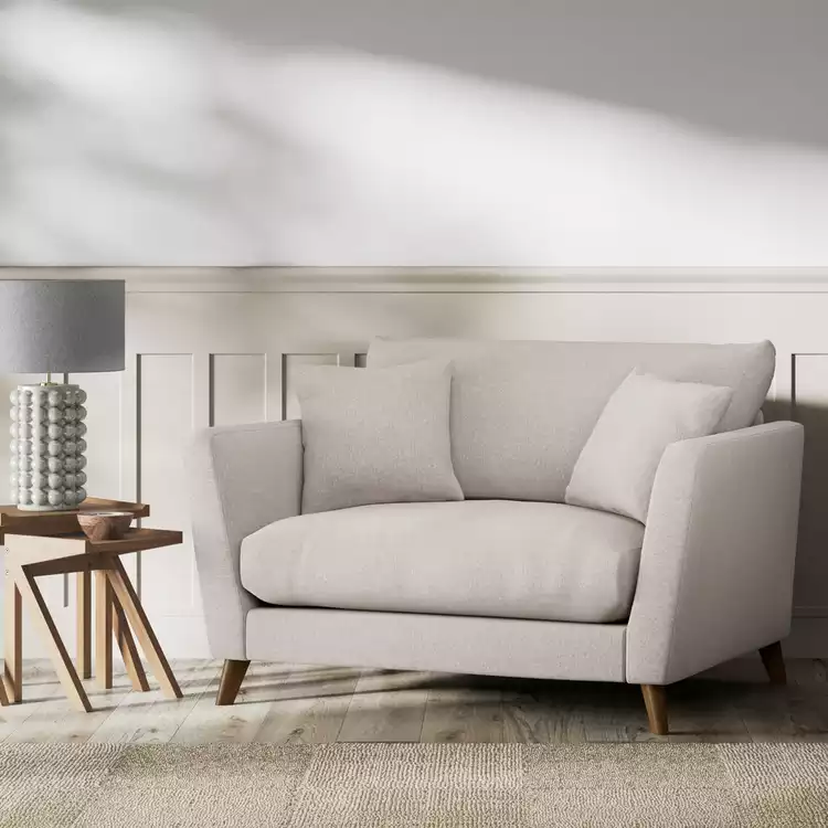 Habitat Lomond Fabric Cuddle Chair - Stone - Dark Leg