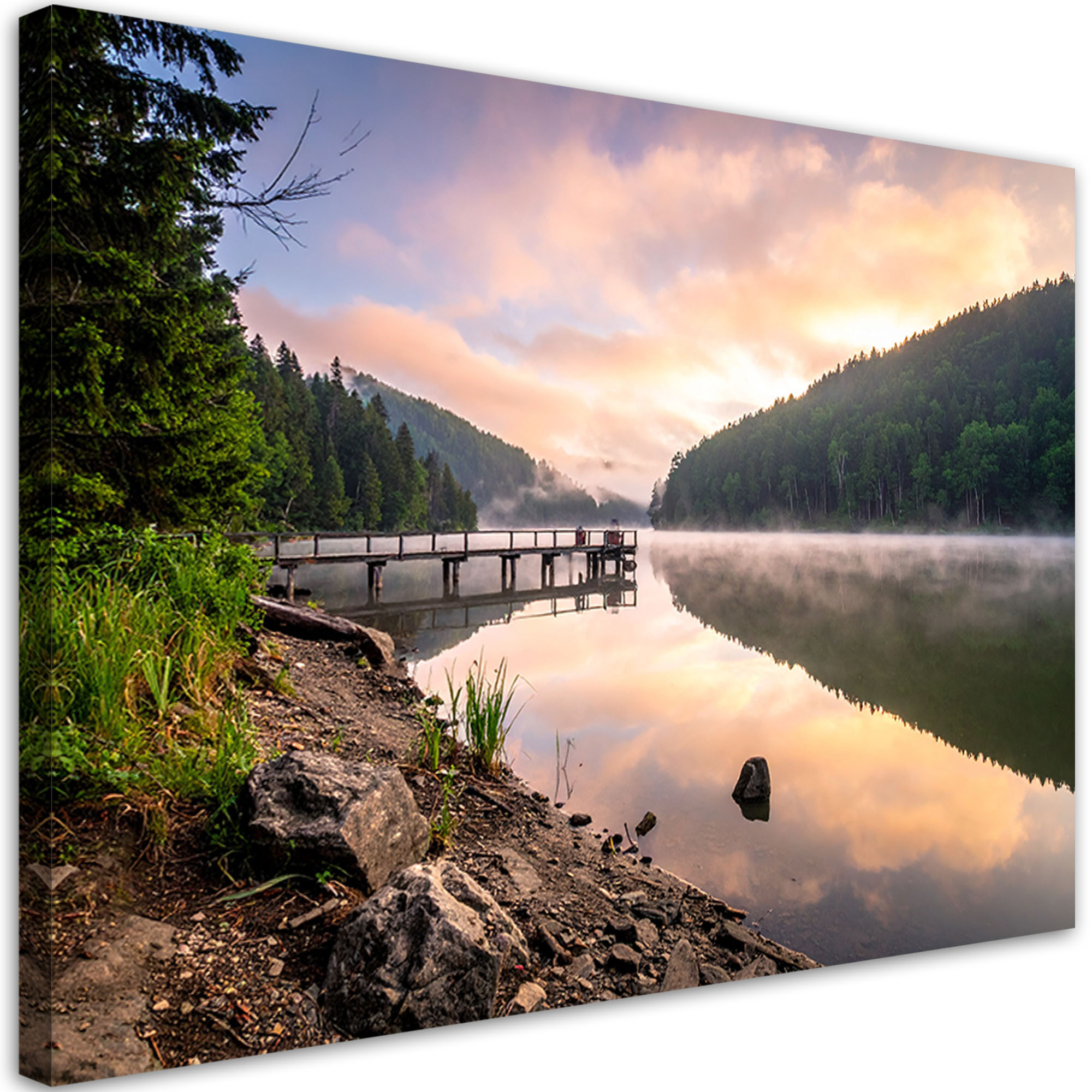 Obraz do salonu sypialni biura, Widok jezioro pomost natura 30x20