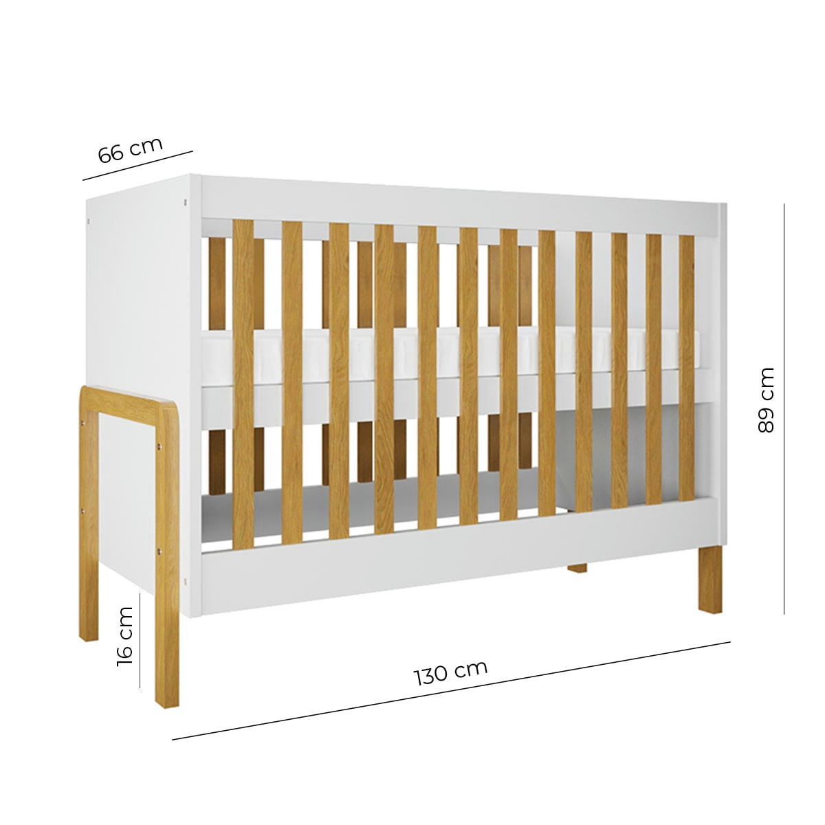 VICTOR - Lit bébé 60x120 blanc naturel