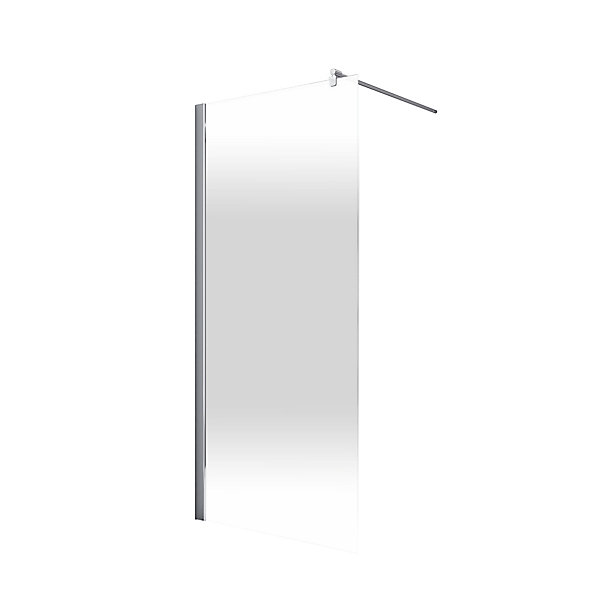 Paroi de douche fixe à l'italienne l.100xH.190cm, Walk In, verre transparent anticalcaire 5-6mm, décor Brouillard, profilé chromé, Schulte NewStyle