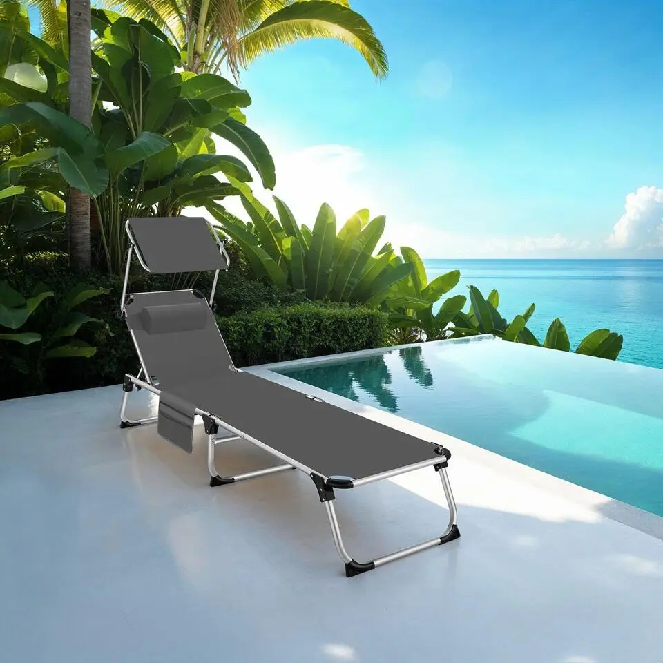 tectake Ligbed Aurelie van aluminium, 6 niveaus, Grijs