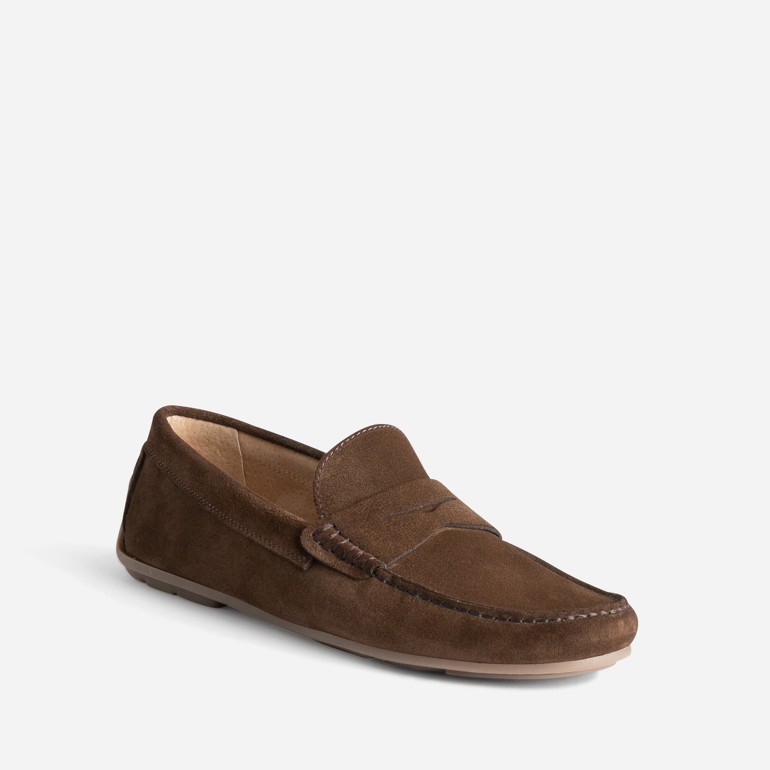 Mocassin marron en cuir velours