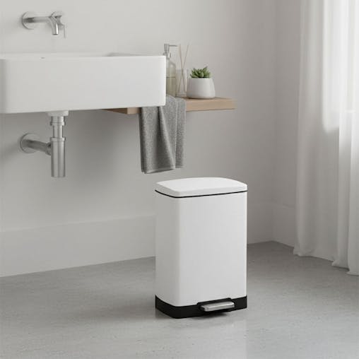 SOGA 2-Pack 12L White Stainless Steel Foot Pedal Trash Bin