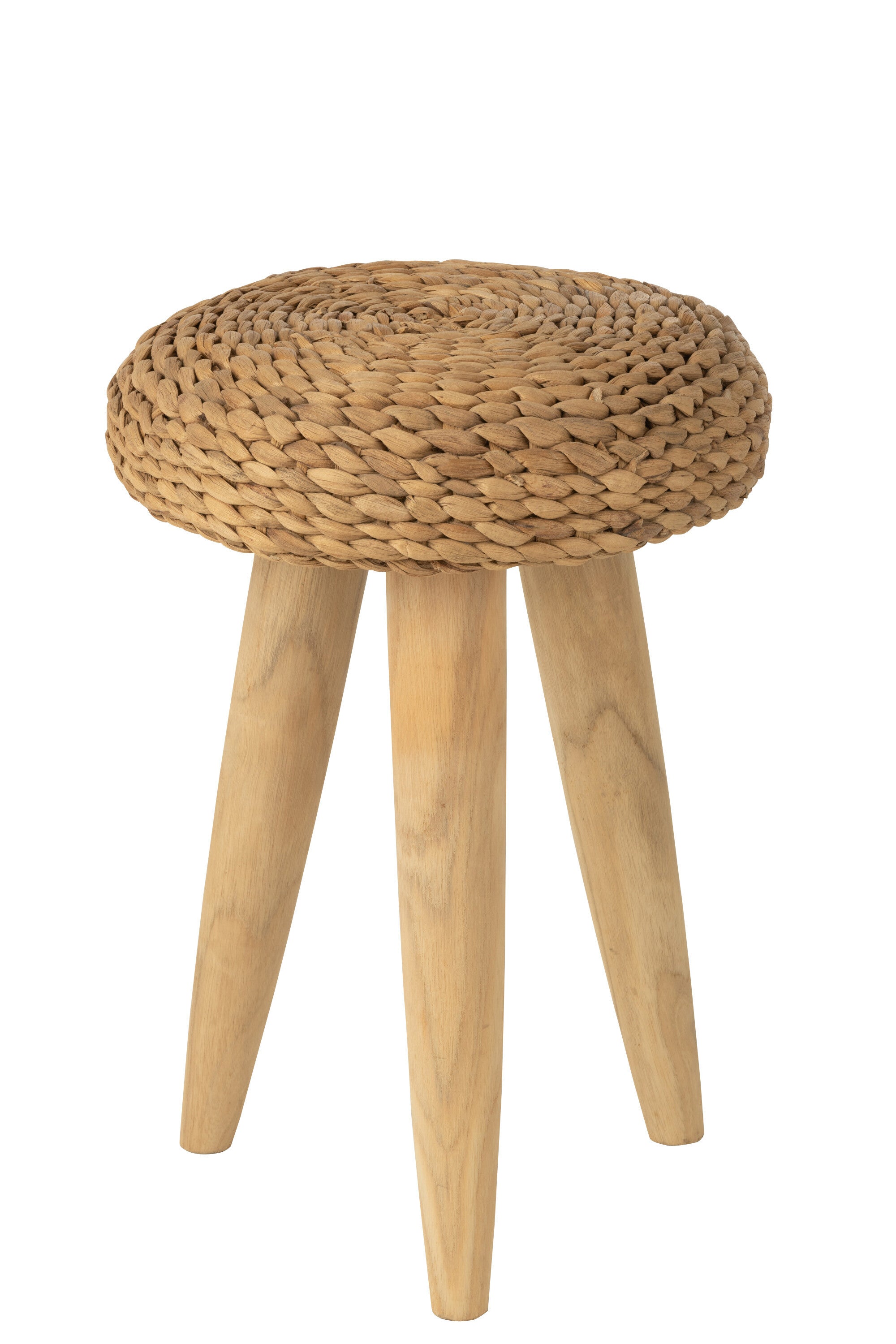 J-Line kruk Rond - hout/waterhyacint - naturel