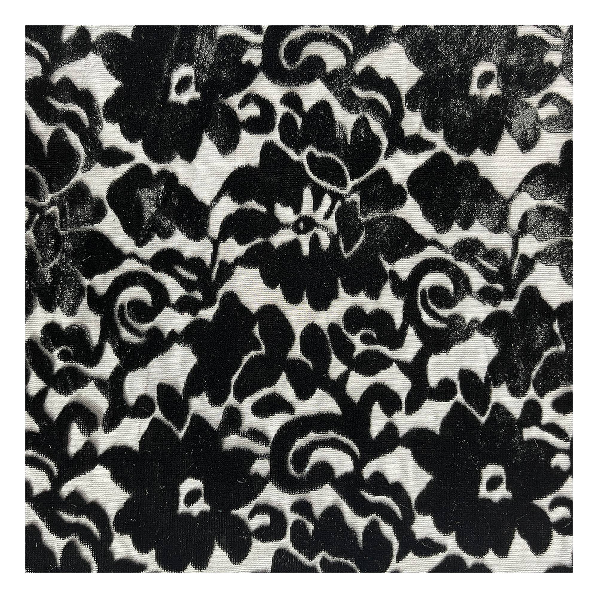 Black Floral Nylon Rayon Burnout Fabric by the Metre