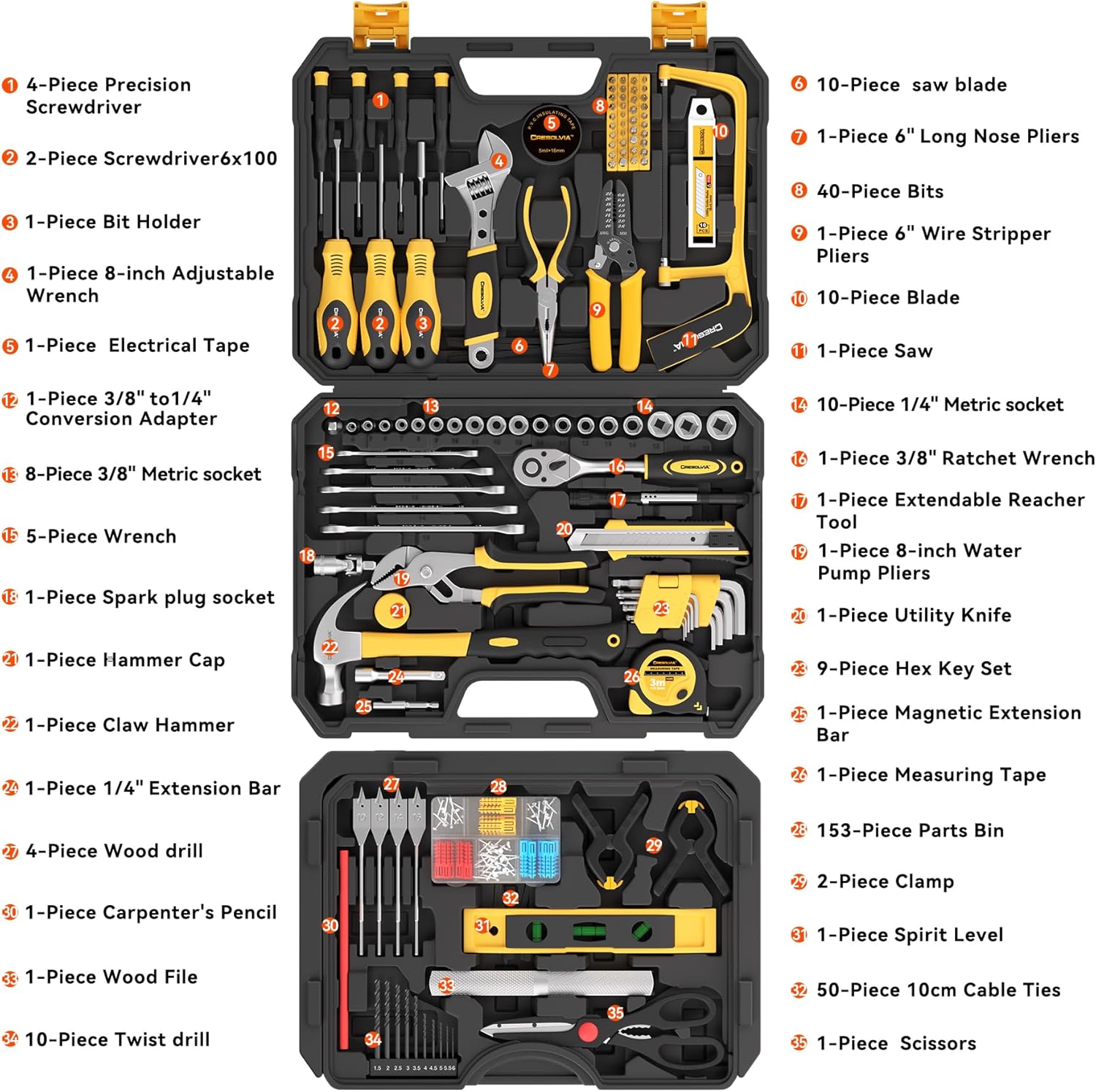 339 Piece Tool Set,Tool Kit for Home and Car,General Household Hand Tool Box for Men,Basic Tool Set for Home and Auto Repair for Homeowner, DIY, Handyman