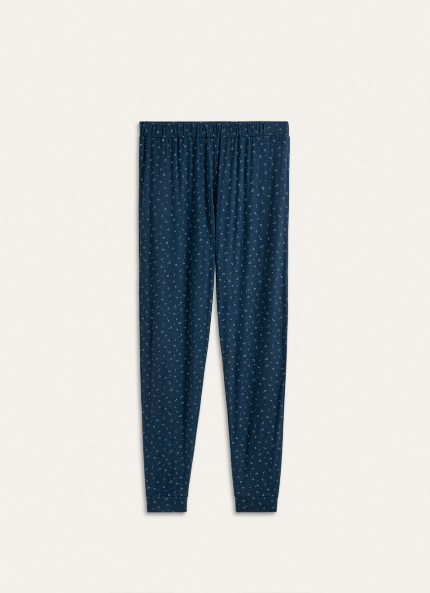 PANTALON RESSERÉ MARINE POIS BLANC