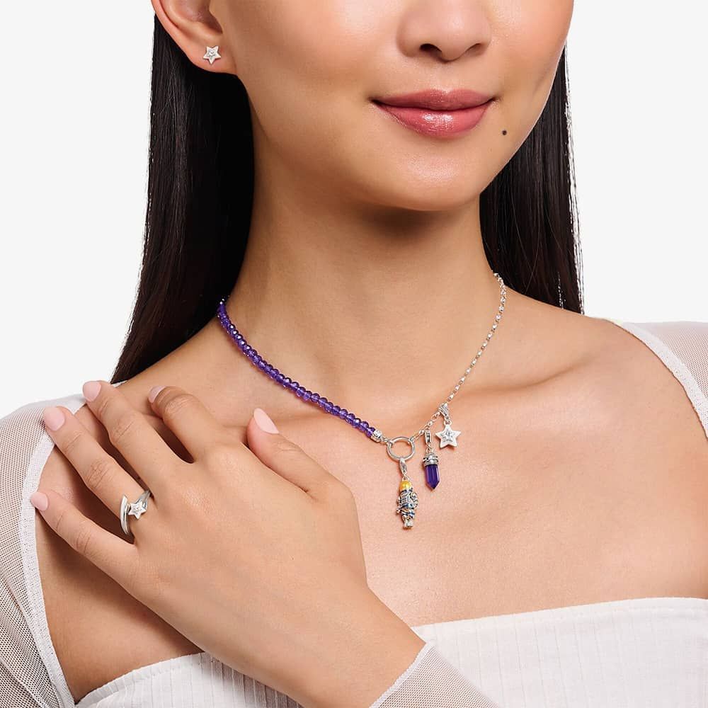 THOMAS SABO Silver Purple Hexagon Amulet Charm 2047-348-13